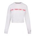 Womens White Regular Cropped Tape Sweat Top 90656 by Tommy Jeans from Hurleys