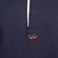 Mens Navy Rugby Collar L/s Polo Shirt
