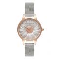 Womens Rose Gold & Silver Mesh Moulded Daisy Watch 10077 by Olivia Burton from Hurleys