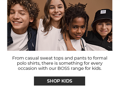 From casual sweat tops and pants to formal polo shirts, there is something for every  occasion with our BOSS range for kids.