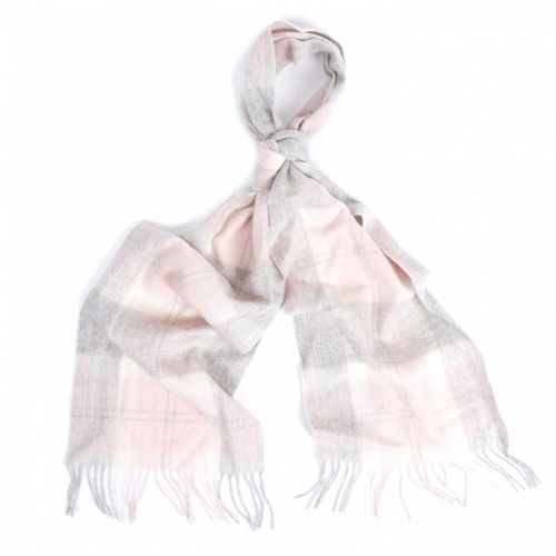 Womens Pink/Grey Tartan Lambswool Scarf 47519 by Barbour from Hurleys