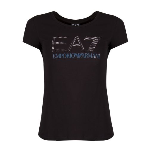 Womens Black Diamante Logo S/s T Shirt 30533 by EA7 from Hurleys