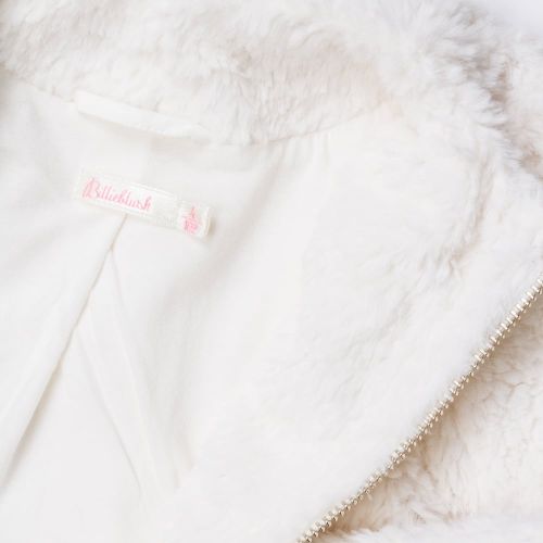 Girls White Embroidered Trim Faux Fur Zip Jacket 65610 by Billieblush from Hurleys