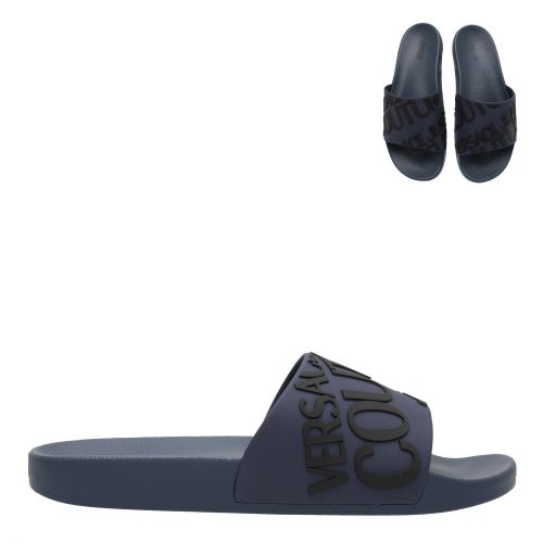 Mens Navy Branded Logo Slides 51167 by Versace Jeans Couture from Hurleys