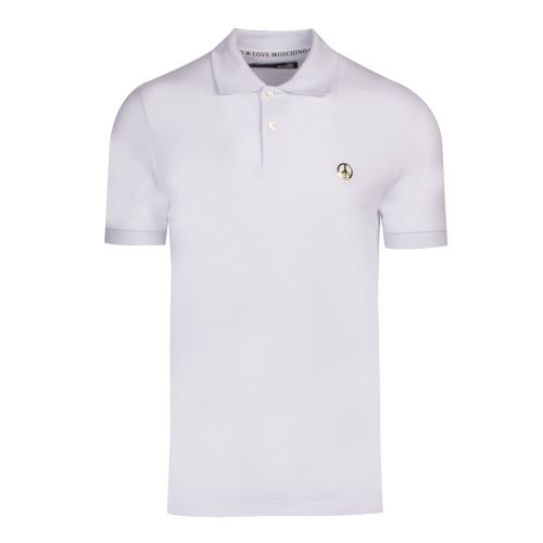Mens Optical White Metal Peace Slim Fit S/s Polo Shirt 43157 by Love Moschino from Hurleys