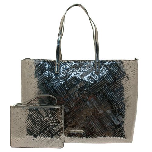 Womens Pewter Mirror Shine Shopper Bag & Purse 15659 by Love Moschino from Hurleys