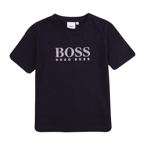 Boys Navy Graphic Logo S/s T Shirt 90315 by BOSS from Hurleys
