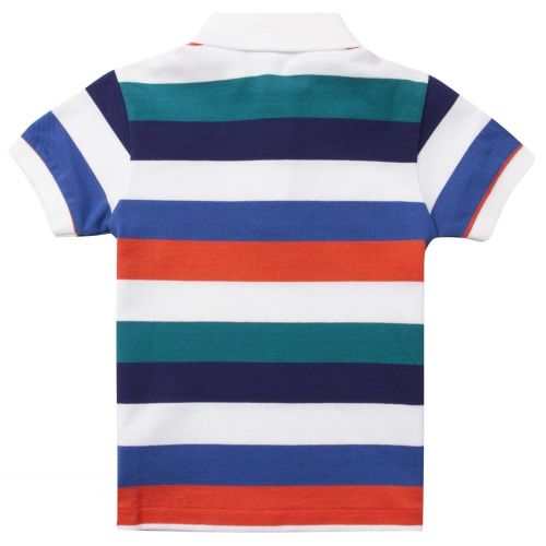 Boys White And Orange Striped Pique S/s Polo Shirt 23336 by Lacoste from Hurleys