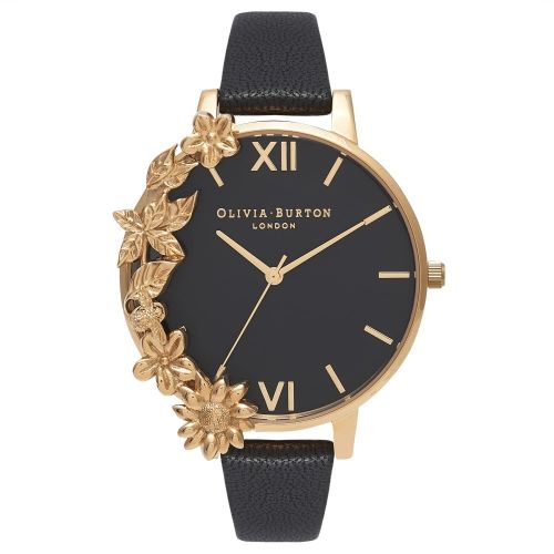 Womens Black Dial & Gold Case Cuff Big Dial Watch 26035 by Olivia Burton from Hurleys