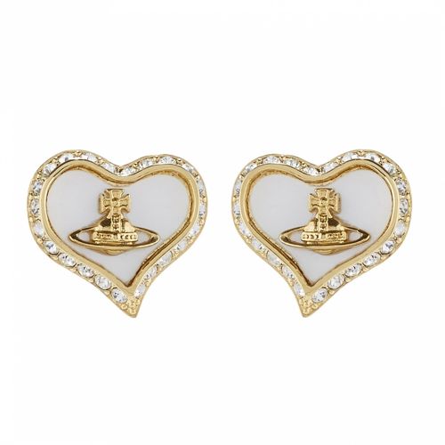 Womens White Mother Of Pearl/Gold Petra Earrings 29707 by Vivienne Westwood from Hurleys