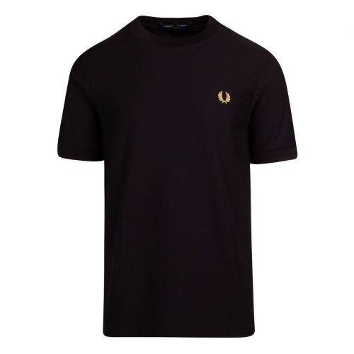 Mens Black Pique S/s T Shirt 80428 by Fred Perry from Hurleys
