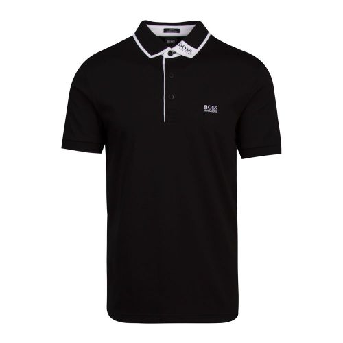Athleisure Mens Black Paule 1 Collar Slim Fit S/s Polo Shirt 86494 by BOSS from Hurleys