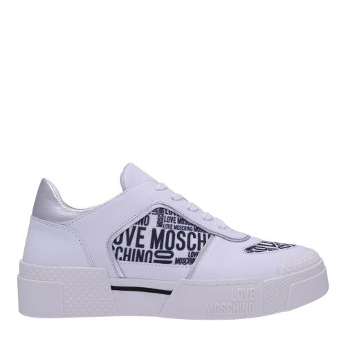 Womens White Logo Panel Trainers 105762 by Love Moschino from Hurleys