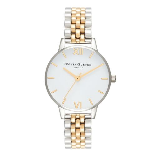 Womens Silver & Gold White Dial Bracelet Watch 59468 by Olivia Burton from Hurleys