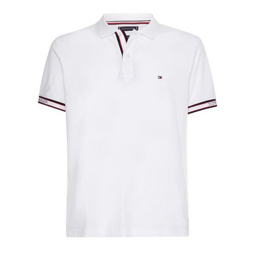 Mens White Cuff Branding Regular Fit S/s Polo Shirt 108272 by Tommy Hilfiger from Hurleys