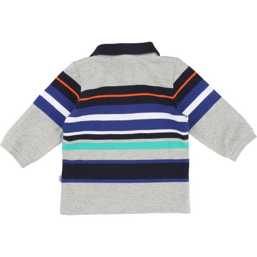 Baby Blue & Grey Striped L/s Polo Shirt 13230 by BOSS from Hurleys