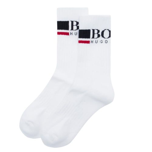 Mens White QS Rib Logo Sports Socks 26812 by BOSS from Hurleys