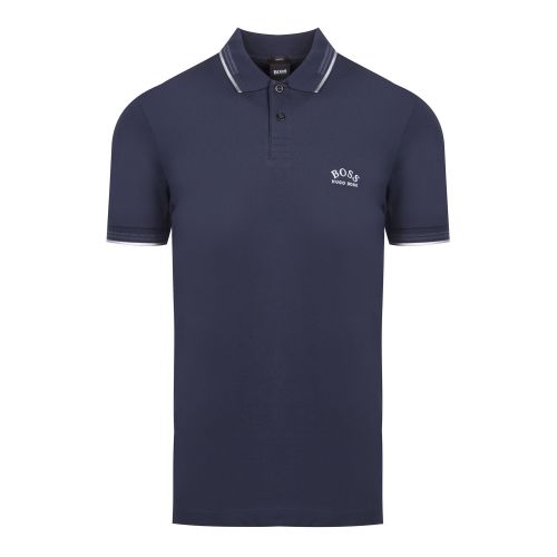 Athleisure Mens Navy/Silver Paul Curved Logo Slim Fit S/s Polo Shirt 45190 by BOSS from Hurleys