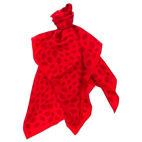 Womens Red & Venetian Red Scattered Lips Silk Twill Scarf 11828 by Lulu Guinness from Hurleys
