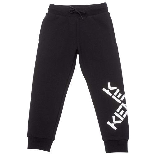 Boys Black Branded Leg Sweat Pants 95956 by Kenzo from Hurleys