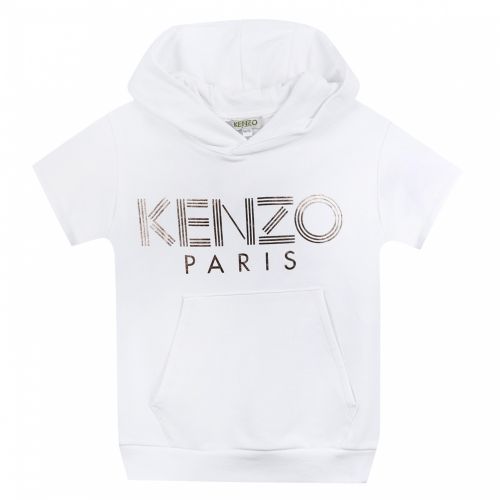 Junior Optic White Foil Logo Hooded S/s Sweat Top 36457 by Kenzo from Hurleys
