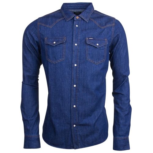 Mens Blue New-Sonora-E L/s Shirt 10585 by Diesel from Hurleys