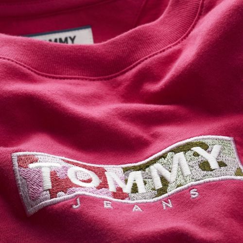 Womens Blush Red Camo Box Logo S/s T Shirt 58117 by Tommy Jeans from Hurleys