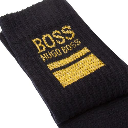 Mens Navy/Gold QS Rib Block Sport Socks 76589 by BOSS from Hurleys