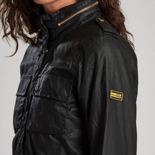 Womens Black Baton Waxed Jacket 56253 by Barbour International from Hurleys