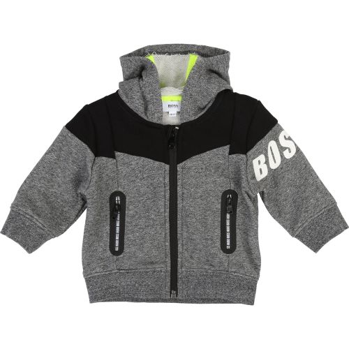 Toddler Grey/Black Logo Arm Hood Zip Sweat Top 38303 by BOSS from Hurleys