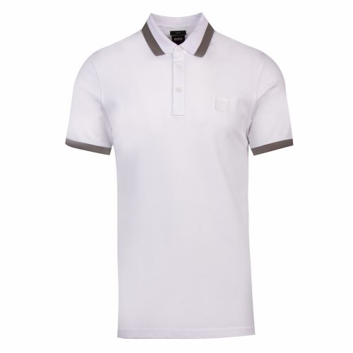 Casual Mens White Ptrans Tipped S/s Polo Shirt 57009 by BOSS from Hurleys
