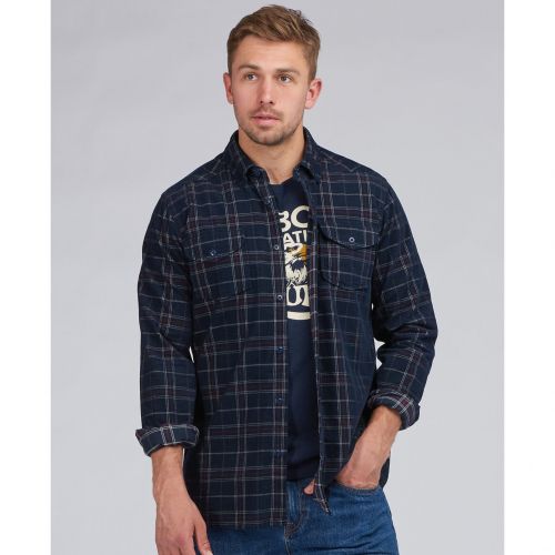 Mens Navy 1857 Check L/s Shirt 93932 by Barbour Steve McQueen Collection from Hurleys