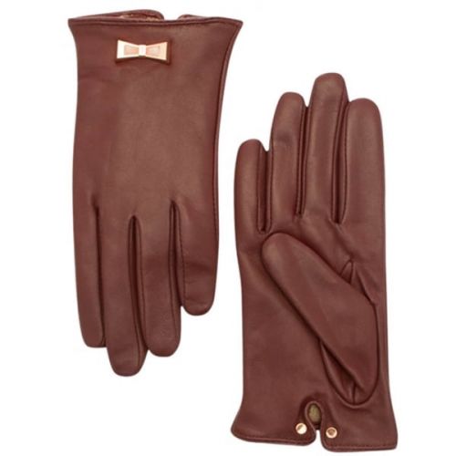 Womens Maroon Dolly Bow Gloves 16910 by Ted Baker from Hurleys