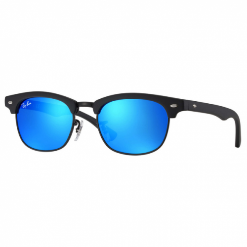 Junior Matte Black & Blue Mirror RJ9050S Clubmaster Sunglasses 49505 by Ray-Ban from Hurleys