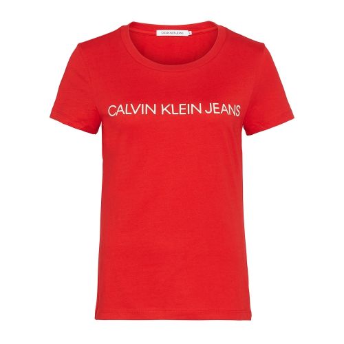Womens Barbados Cherry Institutional Logo Slim Fit S/s T Shirt 42927 by Calvin Klein from Hurleys