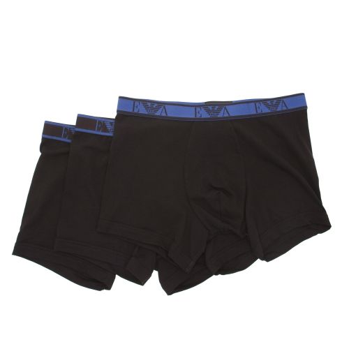 Mens Black & Blue Monogram Logo 3 Pack Trunks 30842 by Emporio Armani Bodywear from Hurleys