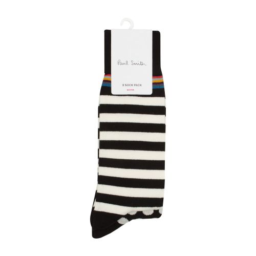 Mens Black Stripe & Spot 2 Pack Socks 78983 by PS Paul Smith from Hurleys