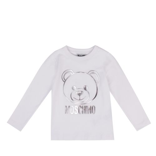Girls Optical White Metallic Toy L/s T Shirt 47376 by Moschino from Hurleys