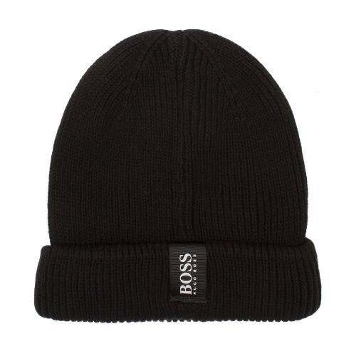 Boys Black Branded Tab Knitted Hat 75669 by BOSS from Hurleys