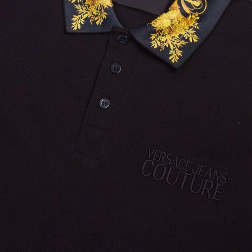 Mens Black Baroque Collar Slim Fit S/s Polo Shirt 83443 by Versace Jeans Couture from Hurleys