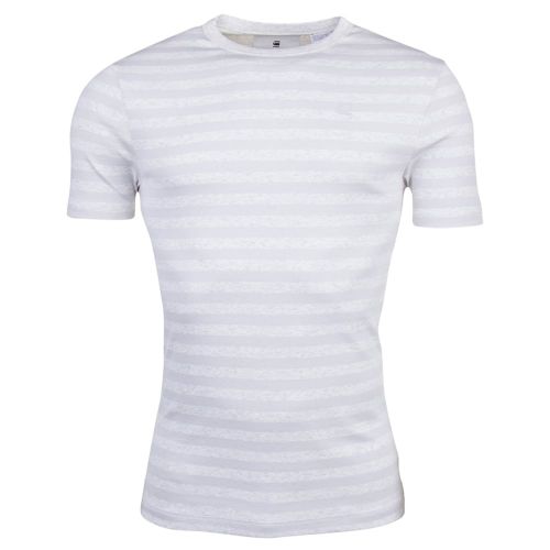 Mens Milk & Grey Stripe Kantano Slim S/s Tee Shirt 10533 by G Star from Hurleys