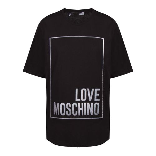 Womens Black Raised Glitter Logo S/s T Shirt 53143 by Love Moschino from Hurleys