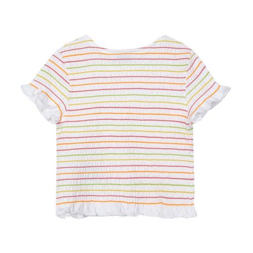Girls White/Pink Smock Elastic Top 82310 by Mayoral from Hurleys