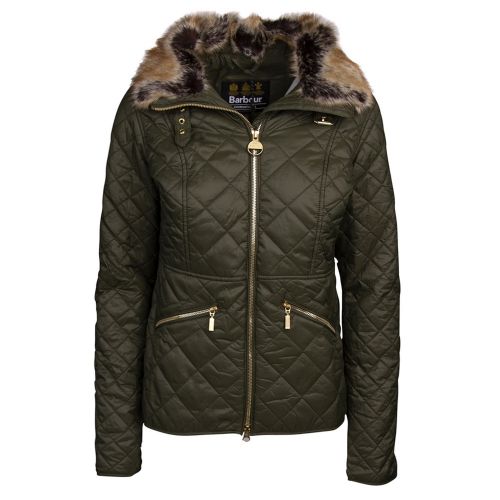 Womens Moto Green Corner Quilted Jacket 34526 by Barbour International from Hurleys
