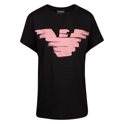 Womens Black Painted Eagle S/s T Shirt 48007 by Emporio Armani from Hurleys