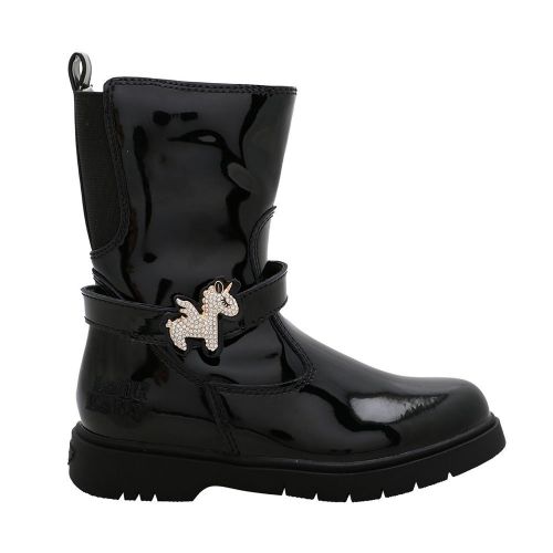 Girls Black Patent Kalla Unicorn Mid Boots (28-37) 98482 by Lelli Kelly from Hurleys