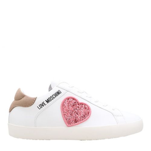 Womens White Metallic Heart Cupsole Trainers 101889 by Love Moschino from Hurleys