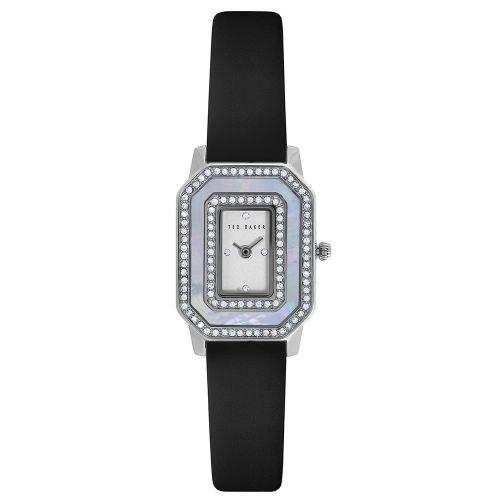 Womens Silver & Black Stoned Bezel & Mother Of Pearl Leather Strap Watch 68735 by Ted Baker from Hurleys