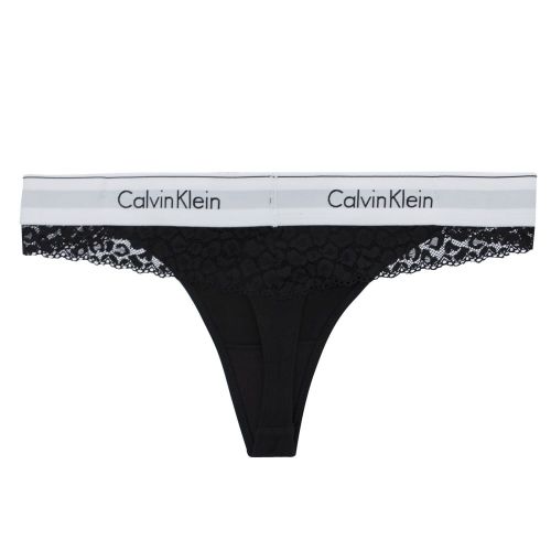 Womens Black Animal Lace Thong 20473 by Calvin Klein from Hurleys