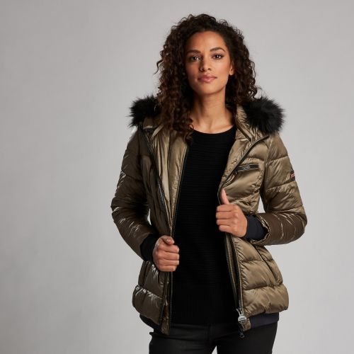 Womens Bronze Premium Strike Hooded Quilted Jacket 51388 by Barbour International from Hurleys
